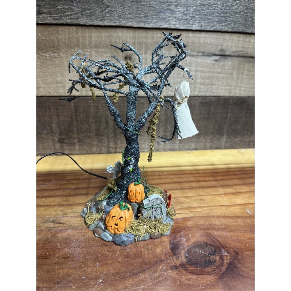 Dept 56 Snow Village Halloween Lit Graveyard Tree #53129 In Original Box